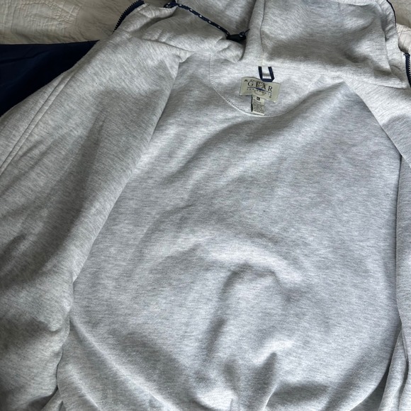 Vintage Notre Dame Navy Blue Hooded Lined Windbreaker Jacket XL GEAR For Sports - Picture 8 of 9